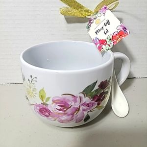 Huntington Home Mug Gift Set Roses Coffee Mug with Spoon